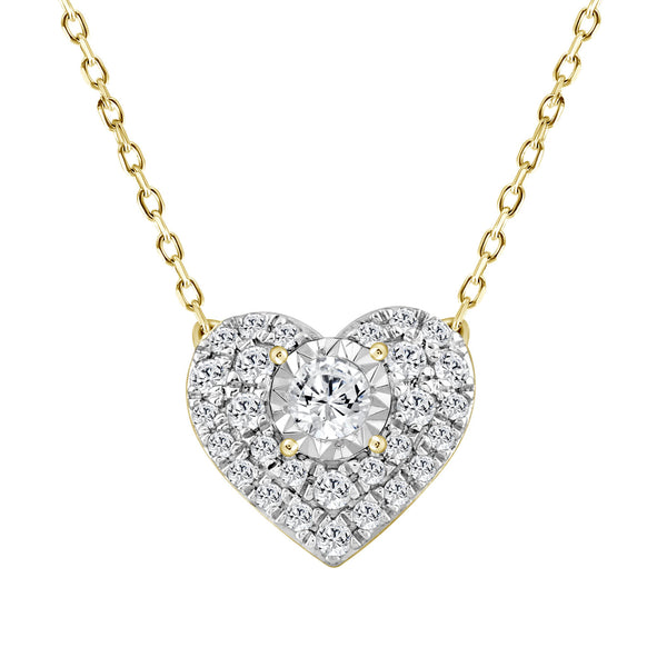 LADIES NECKLACE 0.25CT ROUND DIAMOND 14K YELLOW GOLD