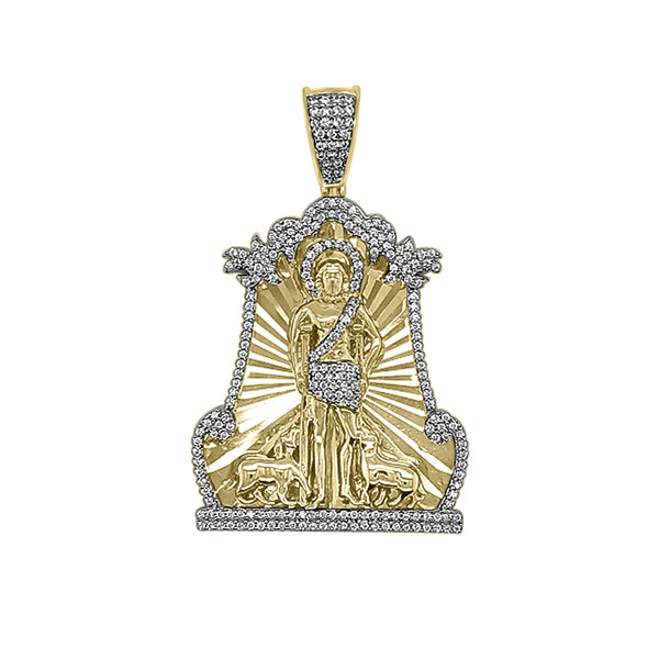 MEN'S CHARM PENDANT 0.75CT ROUND DIAMOND 10K YELLOW GOLD