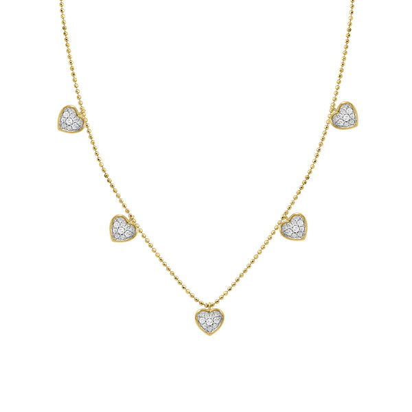 LADIES NECKLACE 0.30CT ROUND DIAMOND 14K YELLOW GOLD