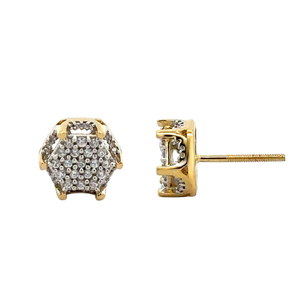 LADIES EARRINGS 0.25CT ROUND DIAMOND 10K YELLOW GOLD