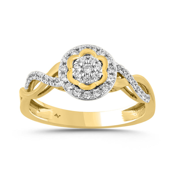 LADIES RING 0.25CT ROUND DIAMOND 10K YELLOW GOLD