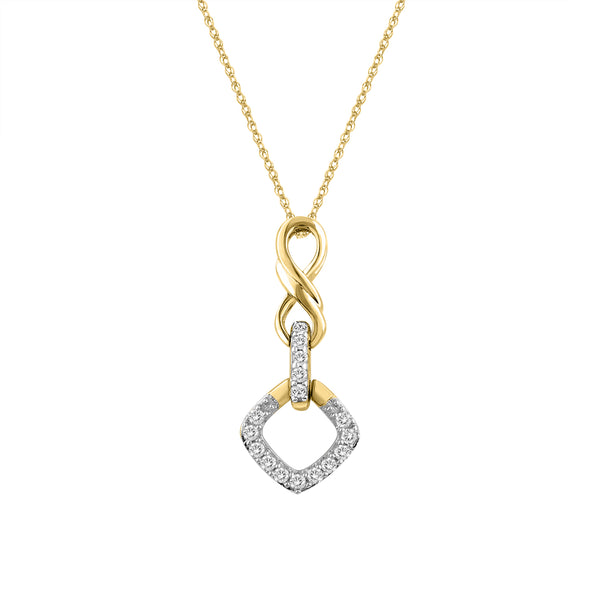 LADIES PENDANT WITH CHAIN 0.10CT ROUND DIAMOND 10K YELLOW GOLD