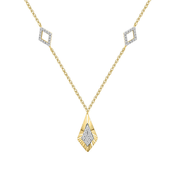 LADIES NECKLACE 0.25CT ROUND DIAMOND 10K YELLOW GOLD