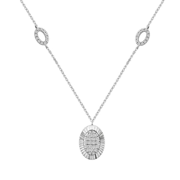 LADIES NECKLACE 0.25CT ROUND DIAMOND 10K WHITE GOLD