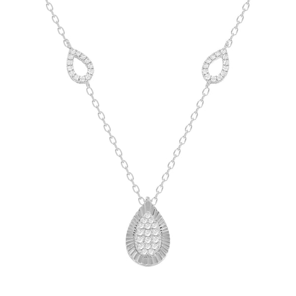 LADIES NECKLACE 0.25CT ROUND DIAMOND 10K WHITE GOLD