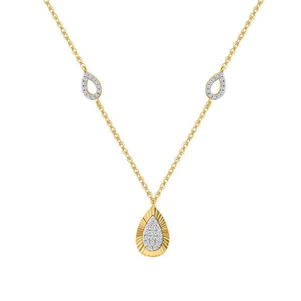 LADIES NECKLACE 0.25CT ROUND DIAMOND 10K YELLOW GOLD