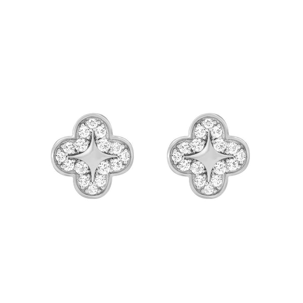 LADIES EARRINGS 0.20CT ROUND DIAMOND 10K WHITE GOLD