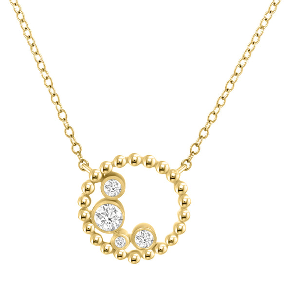 LADIES NECKLACE 0.15CT ROUND DIAMOND 10K YELLOW GOLD