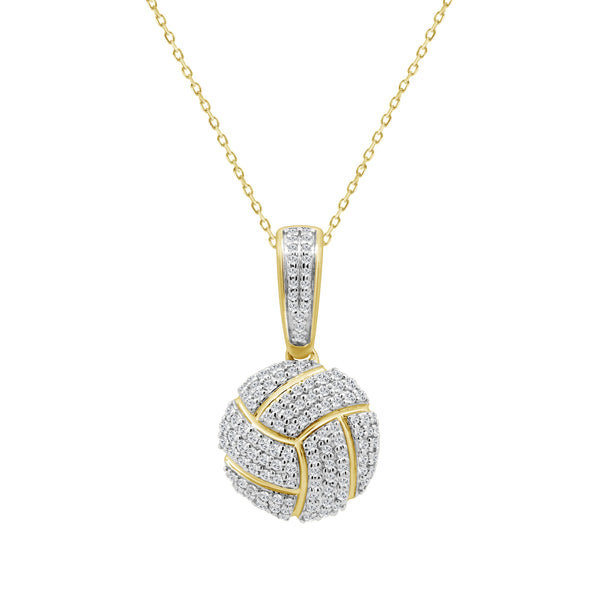 LADIES PENDANT WITH CHAIN 0.33CT ROUND DIAMOND 10K YELLOW GOLD