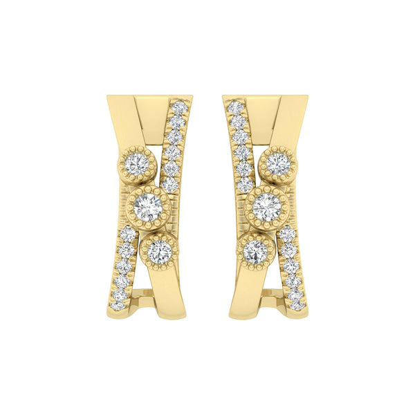 LADIES EARRINGS 0.30CT ROUND DIAMOND 10K YELLOW GOLD