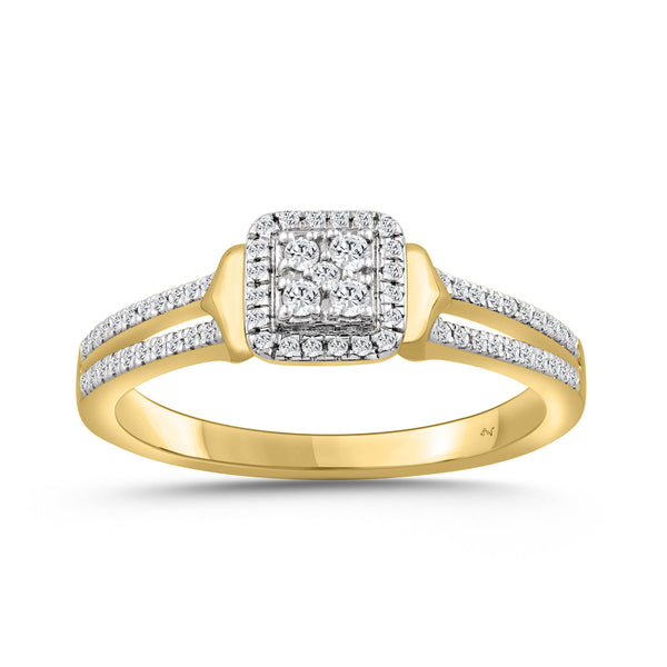 LADIES RING 0.20CT ROUND DIAMOND 10K YELLOW GOLD