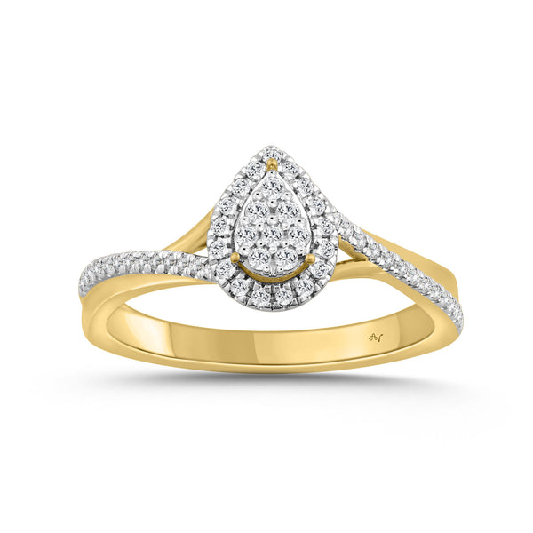 LADIES RING 0.25CT ROUND DIAMOND 10K YELLOW GOLD