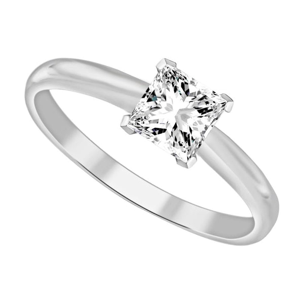 SOLITAIRE LADIES RING 0.25CT PRINCESS/MARQUISE DIAMOND 14K WHITE GOLD