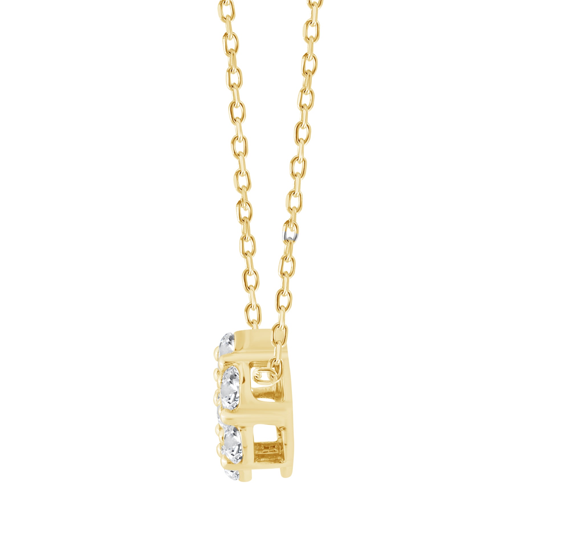 LADIES PENDANT WITH CHAIN 0.50CT ROUND DIAMOND 14K YELLOW GOLD