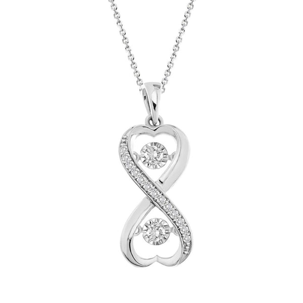 LADIES PENDANT WITH CHAIN 0.20CT ROUND DIAMOND 10K WHITE GOLD