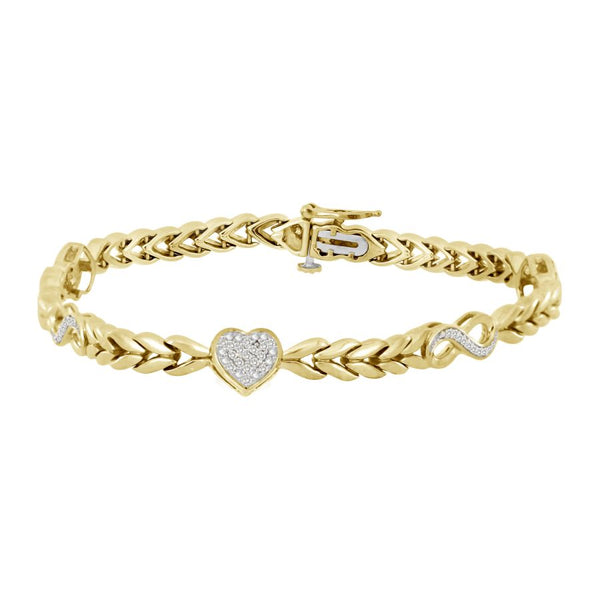 LADIES BRACELET 0.20CT ROUND DIAMOND YELLOW GOLD/STERLING SILVER