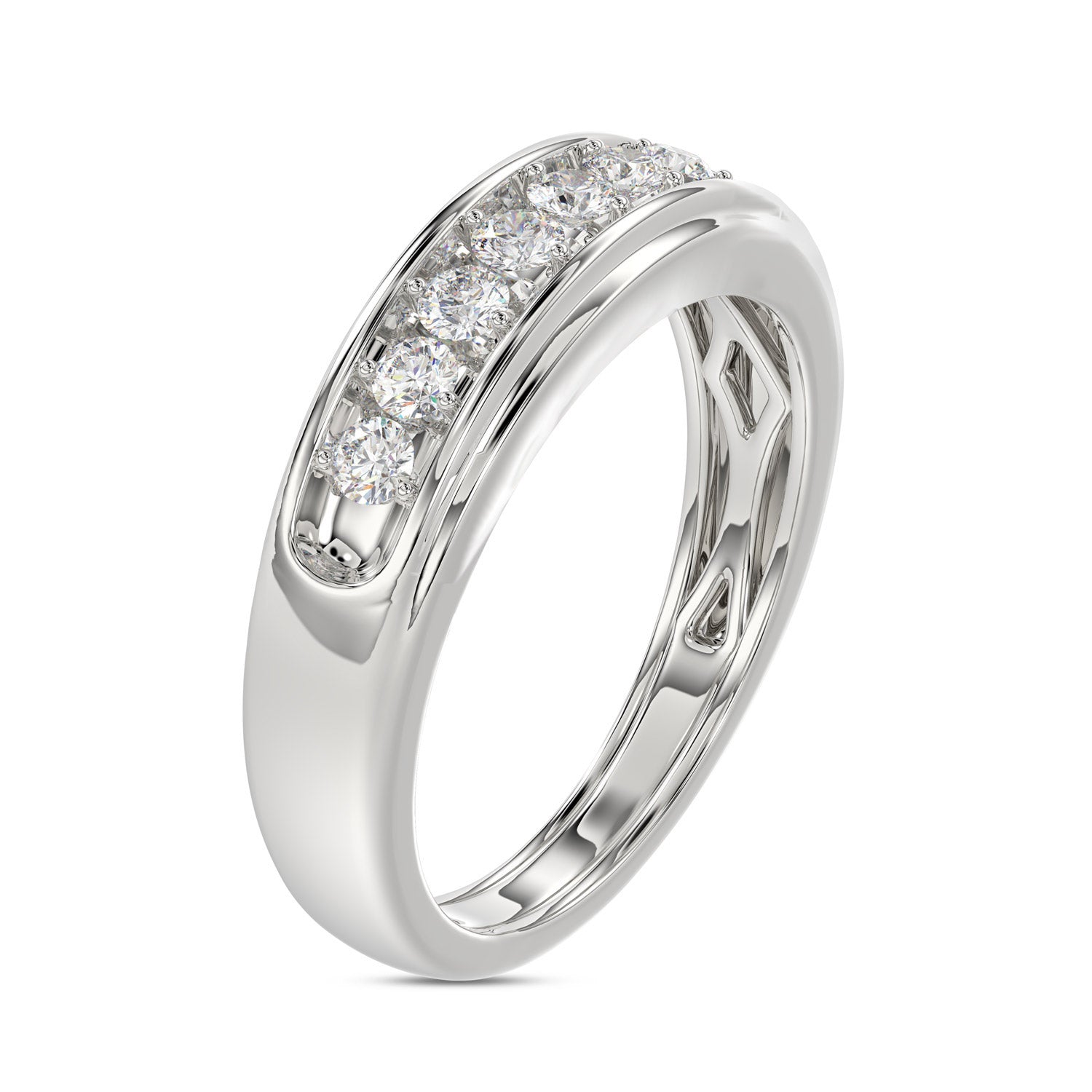 MEN'S BAND 0.50CT ROUND DIAMOND 10K WHITE GOLD