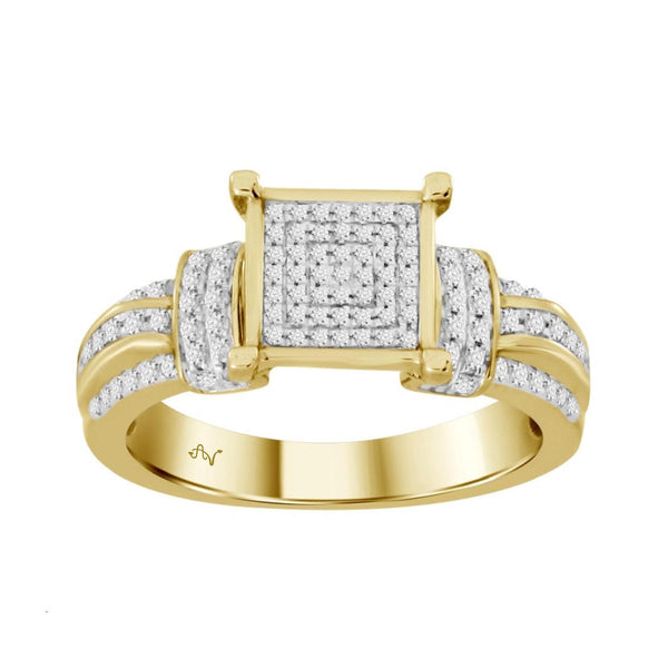 LADIES RING 0.25CT ROUND DIAMOND 10K YELLOW GOLD