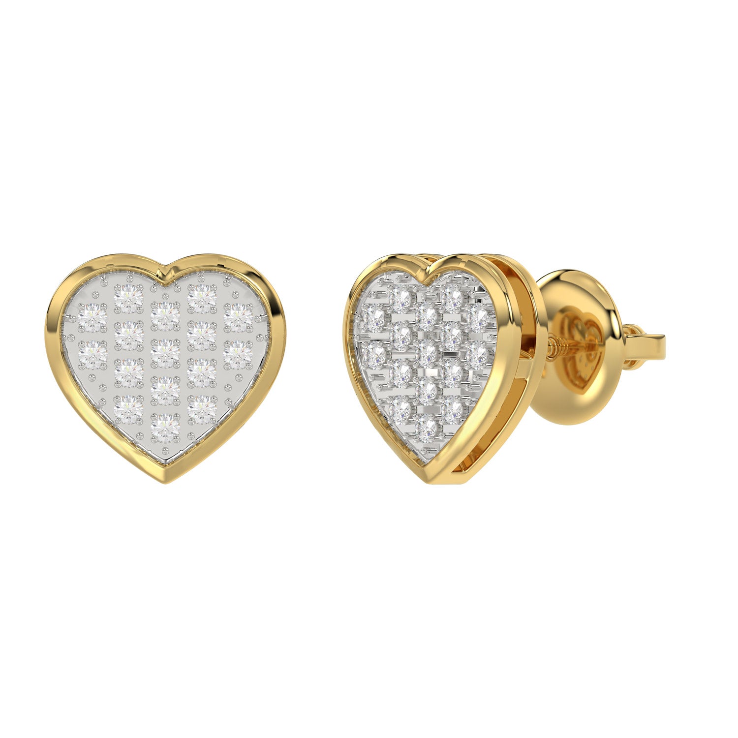 MEN'S HEART YUVA EARRING 0.10CT ROUND DIAMOND 10K YELLOW GOLD