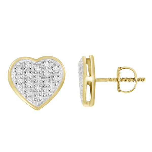 MEN'S HEART YUVA EARRING 0.10CT ROUND DIAMOND 10K YELLOW GOLD