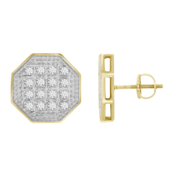 MEN'S YUVA EARRINGS 0.10CT ROUND DIAMOND 10K YELLOW GOLD