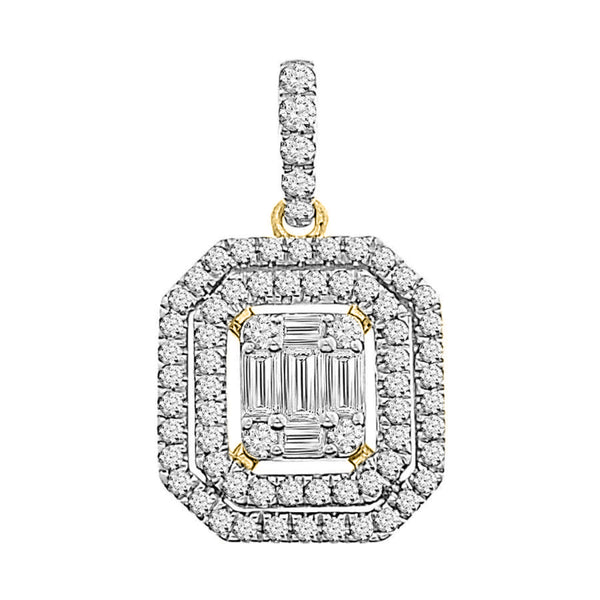 LADIES PENDANT WITH CHAIN 0.55CT ROUND/BAGUETTE DIAMOND 14K WHITE GOLD
