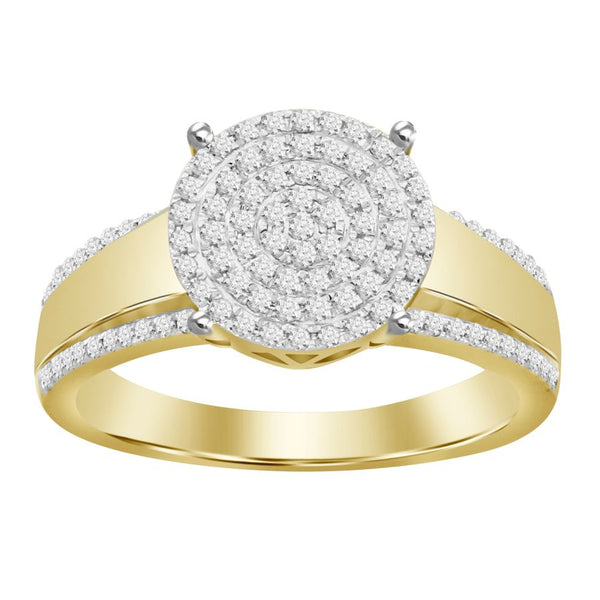 LADIES RING 0.33CT ROUND DIAMOND 10K YELLOW GOLD