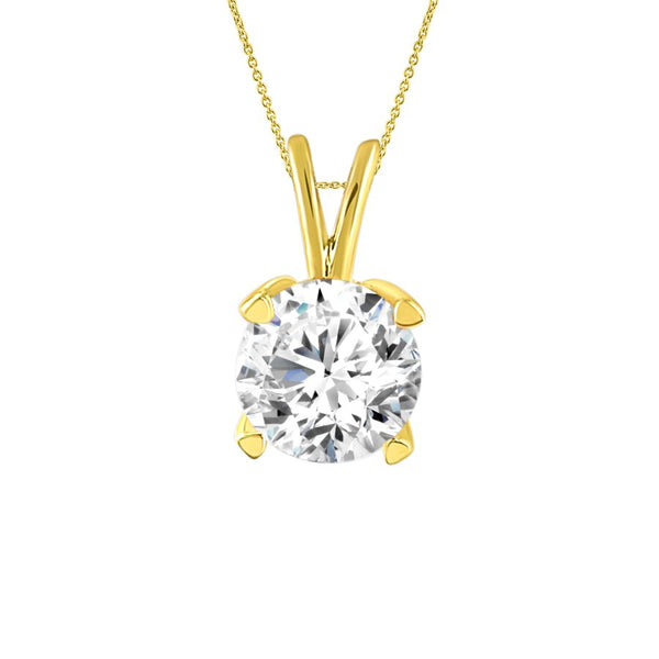 SOLITAIRE LADIES PENDANT 0.33CT ROUND DIAMOND 14K YELLOW GOLD