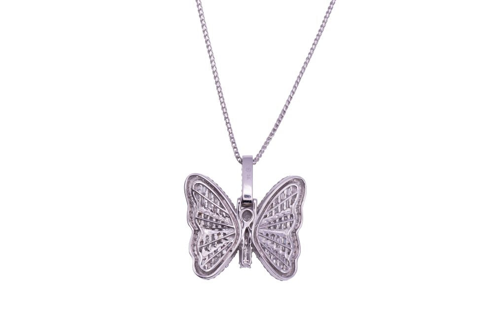 5.06 ctw 14k white gold butterfly pendant