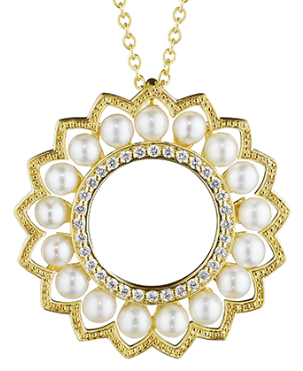 Verragio Reverie Collection Belle Beaded Pearl and Diamond Pendant