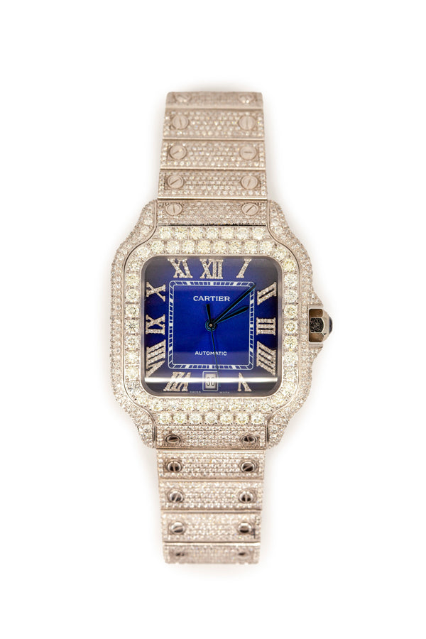 16 CTW Iced-Out Cartier Santos XL Timepiece
