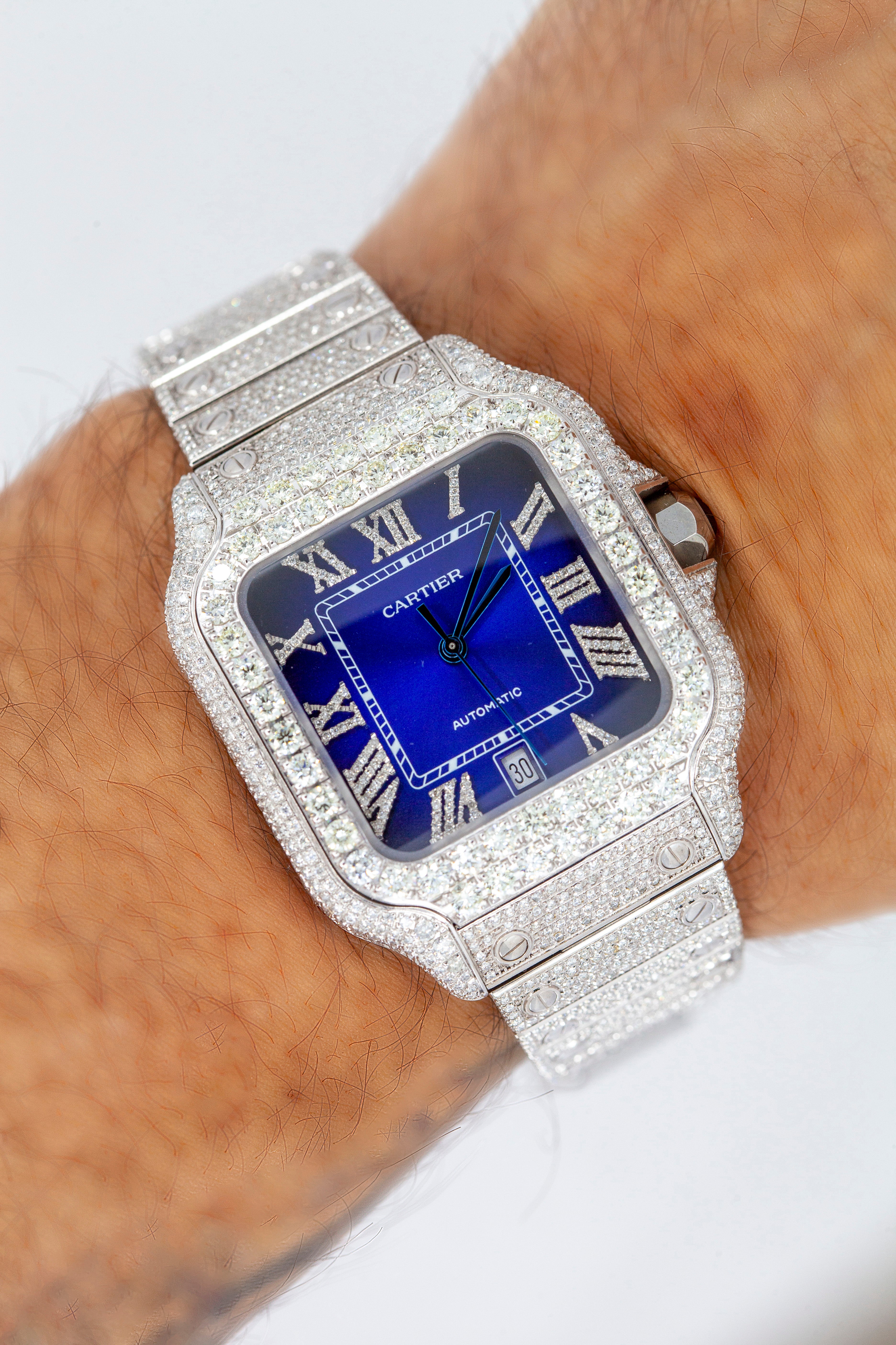 16 CTW Iced-Out Cartier Santos XL Timepiece