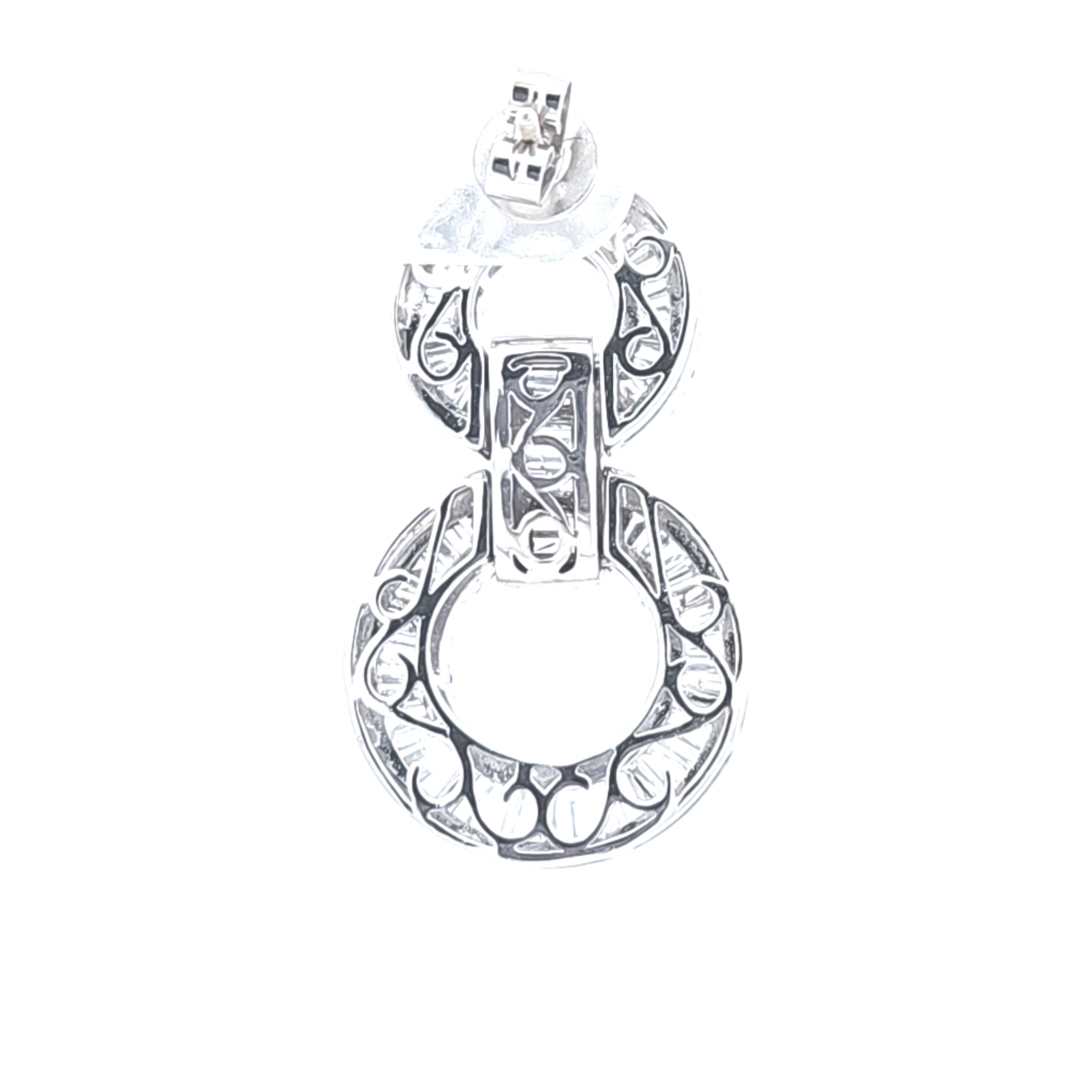 Baguette Diamond Dangling Circle Earring