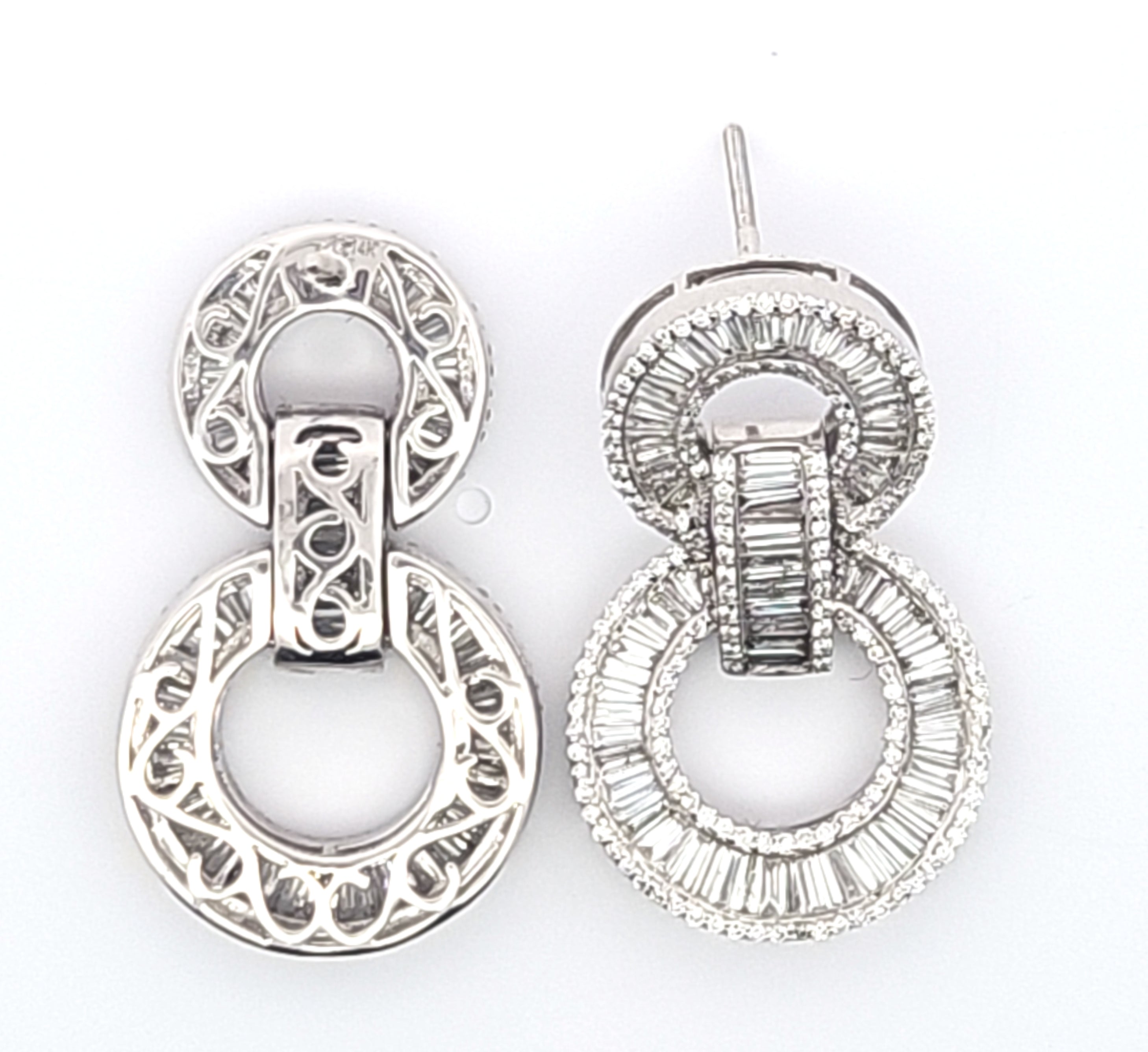 Baguette Diamond Dangling Circle Earring