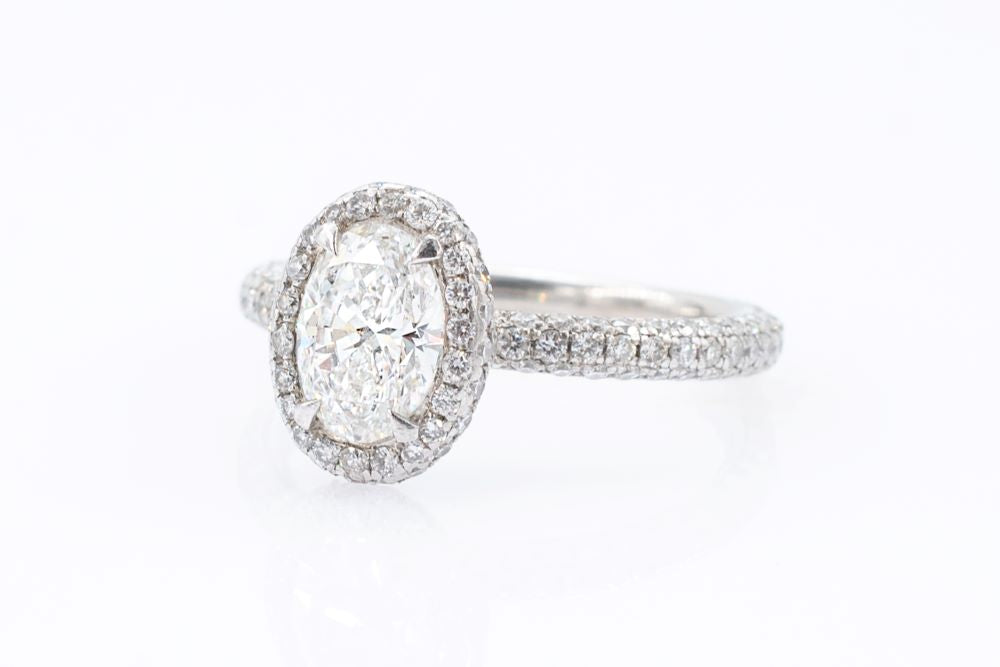 .90 CT Diamond GIA Pave  Oval Engagement ring