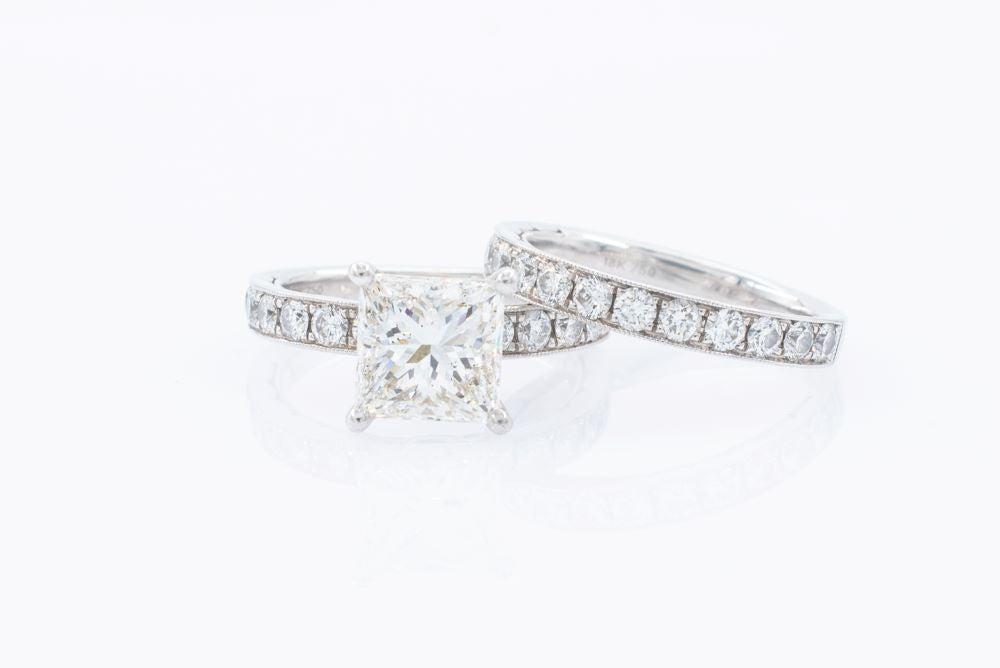 2.50 ct Princess Cut Wedding Set 18k white gold