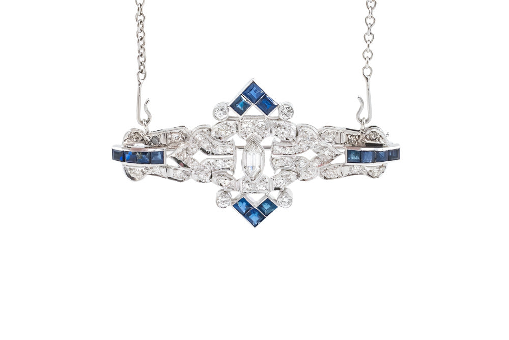 Ladies Diamond and Sapphire Pendant