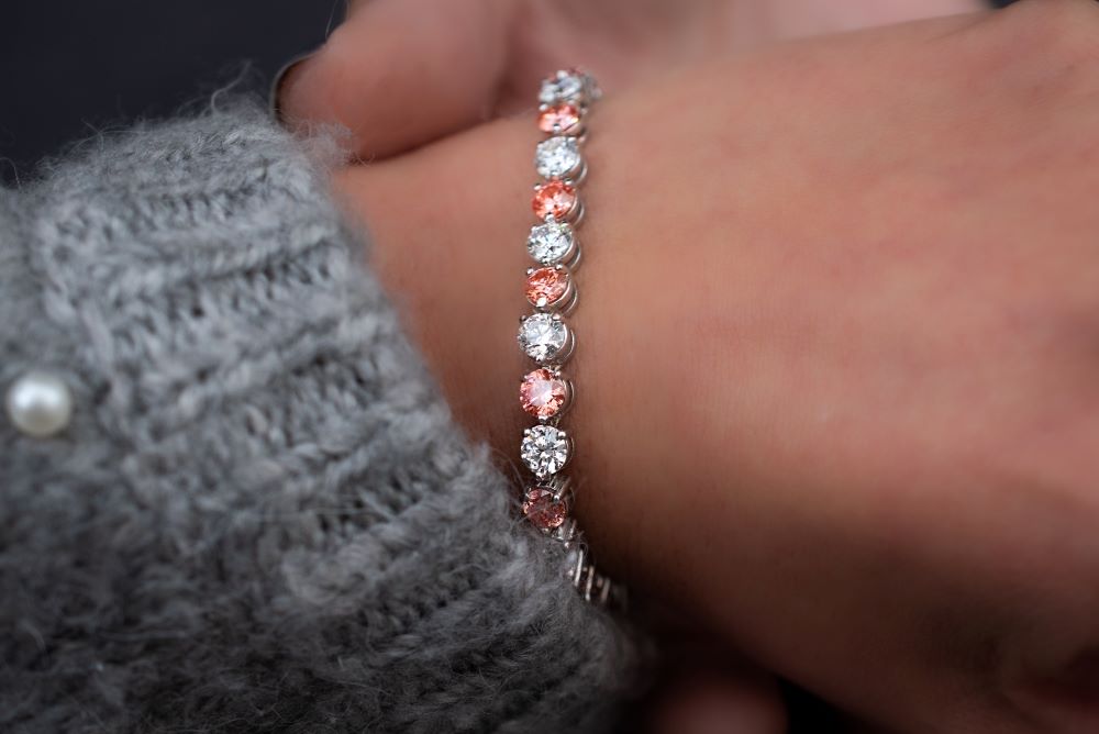 Lab Grown Pink and White Diamonds Ladies Bracelet