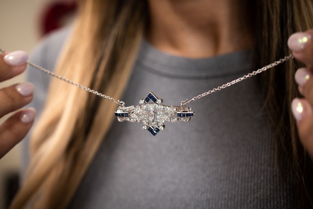 Ladies Diamond and Sapphire Pendant