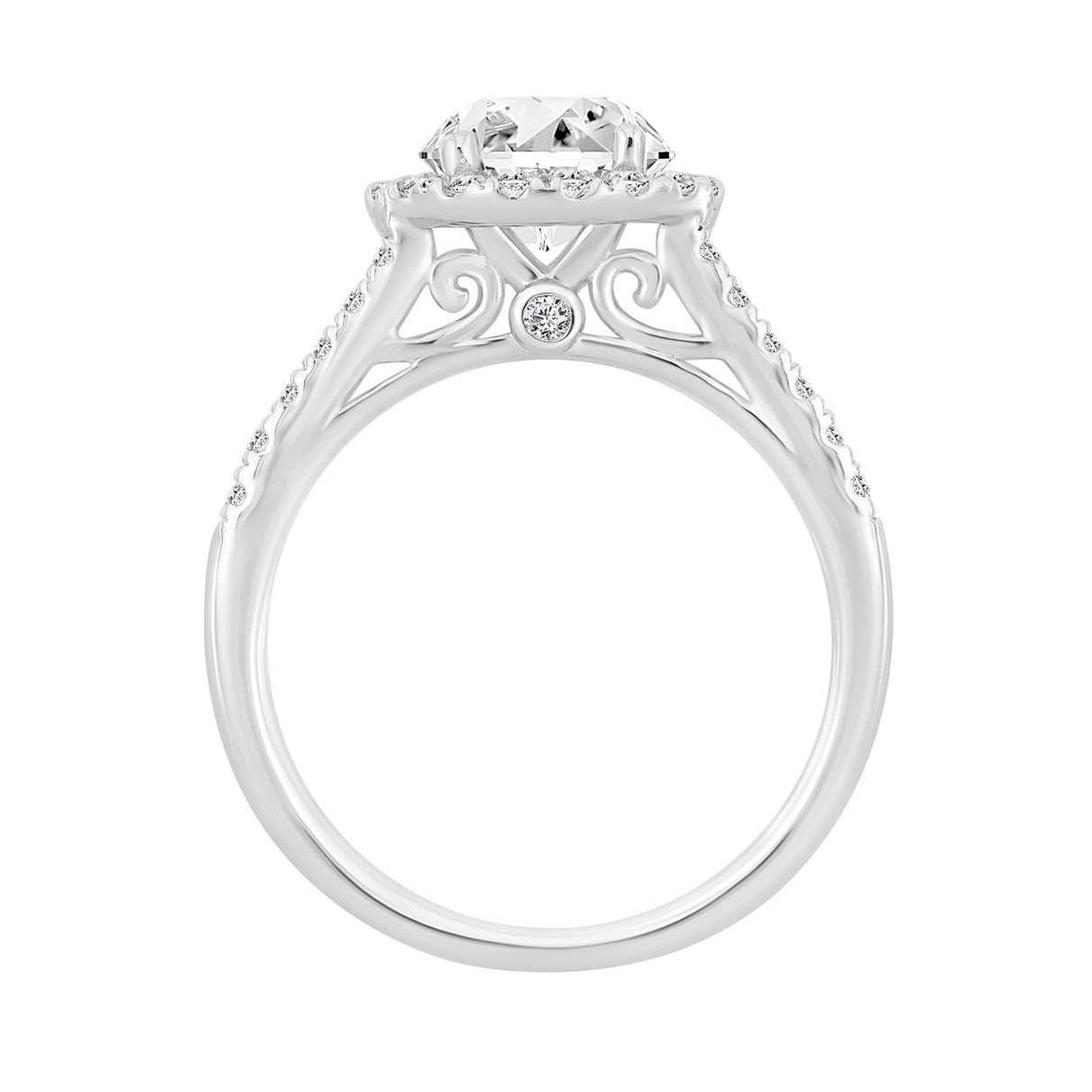 LADIES RING 2 1/4CT ROUND DIAMOND 14K WHITE GOLD