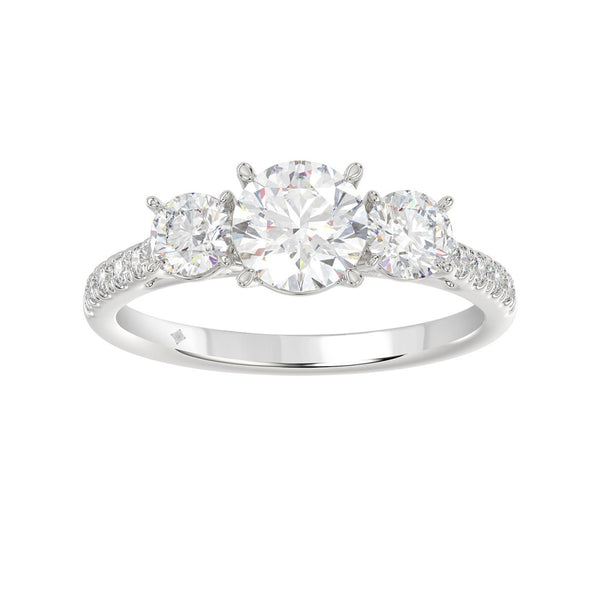 LADIES RING 1 3/4CT ROUND DIAMOND 14K WHITE GOLD (CENTER STONE ROUND DIAMOND 1CT )