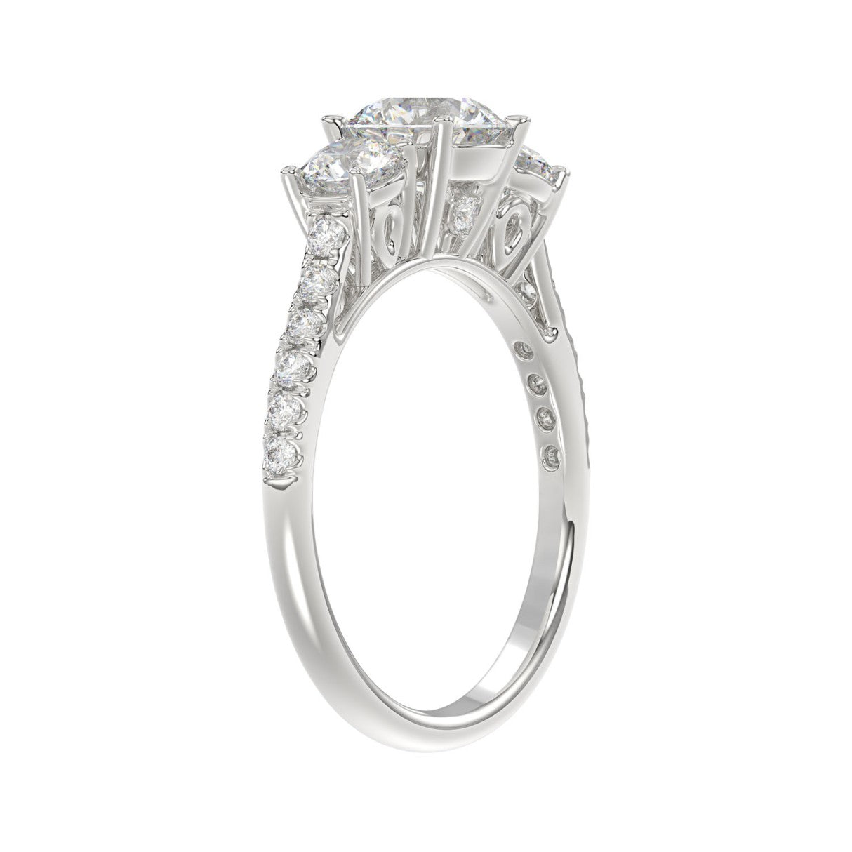 LADIES RING 1 3/4CT ROUND DIAMOND 14K WHITE GOLD (CENTER STONE ROUND DIAMOND 1CT )