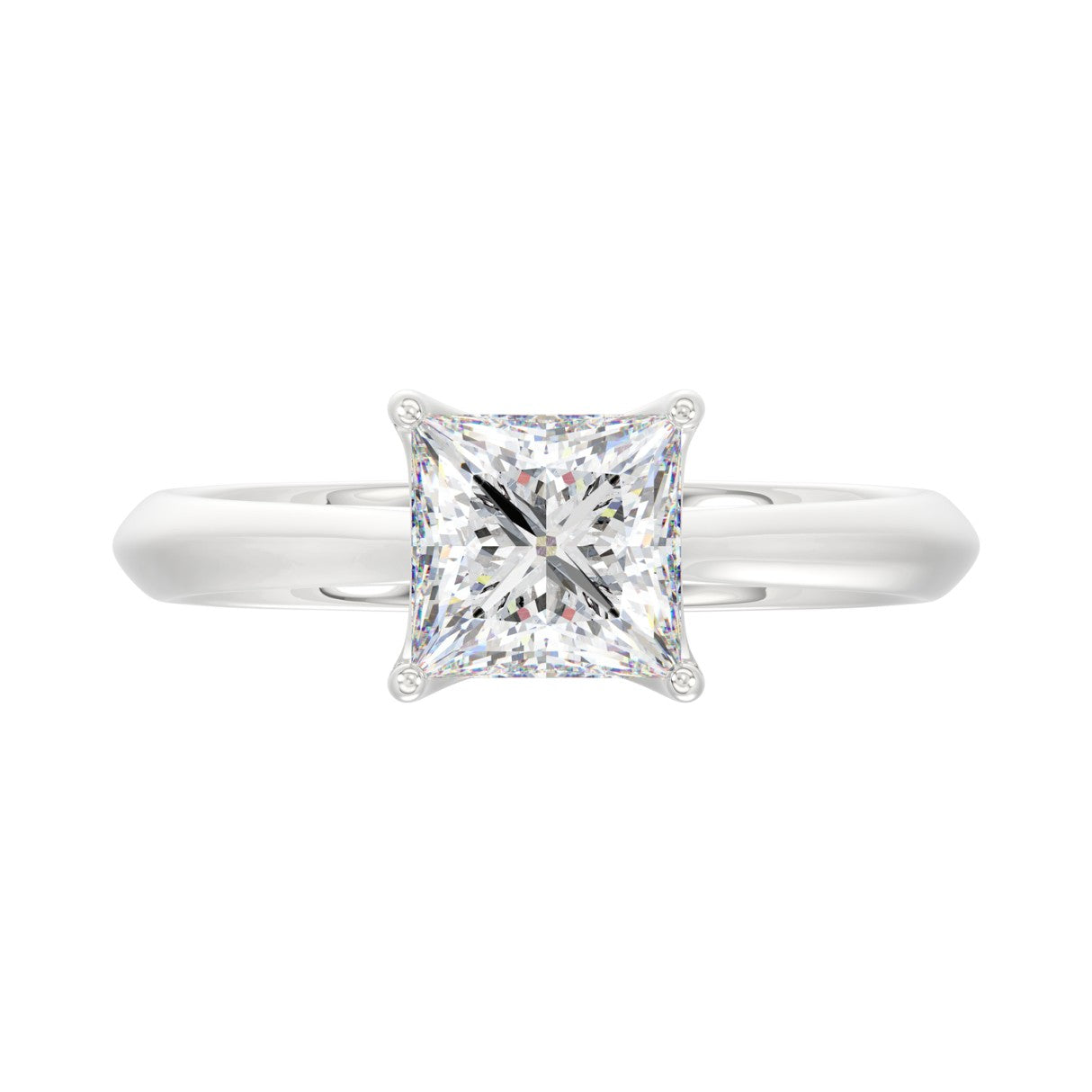 LADIES SOLITAIRE RING 1 1/2CT PRINCESS DIAMOND 14K WHITE GOLD