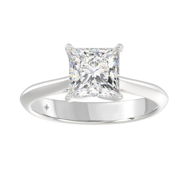 LADIES SOLITAIRE RING 2CT PRINCESS DIAMOND 14K WHITE GOLD