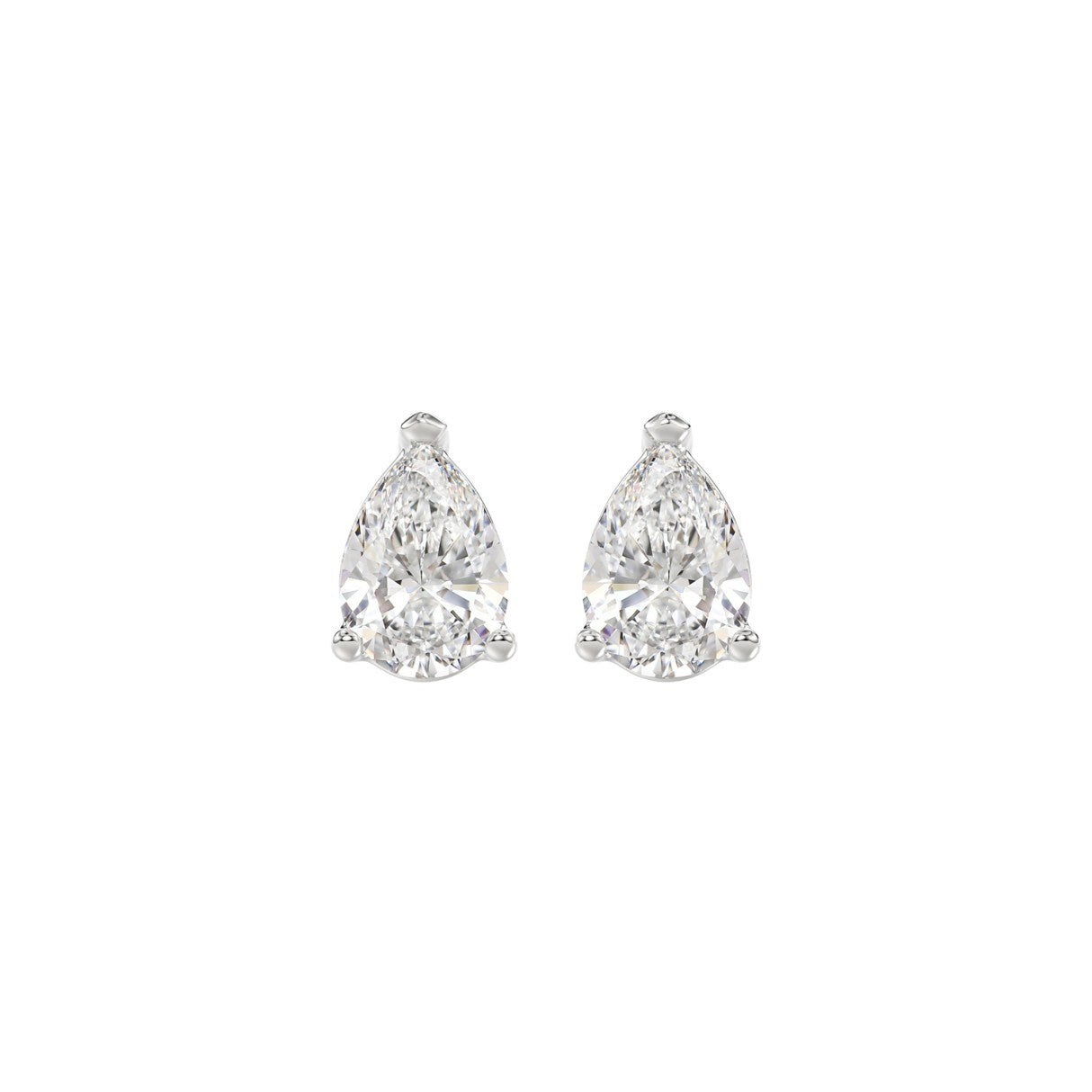 LADIES SOLITAIRE EARRINGS 1 1/2CT PEAR DIAMOND 14K WHITE GOLD