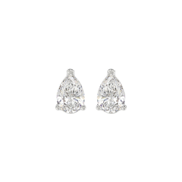 LADIES SOLITAIRE EARRINGS 1 1/2CT PEAR DIAMOND 14K WHITE GOLD