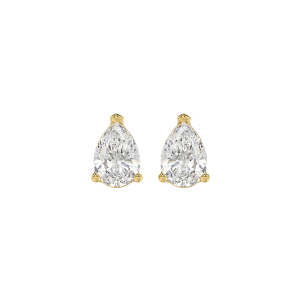 LADIES SOLITAIRE EARRINGS 1 1/2CT PEAR DIAMOND 14K YELLOW GOLD