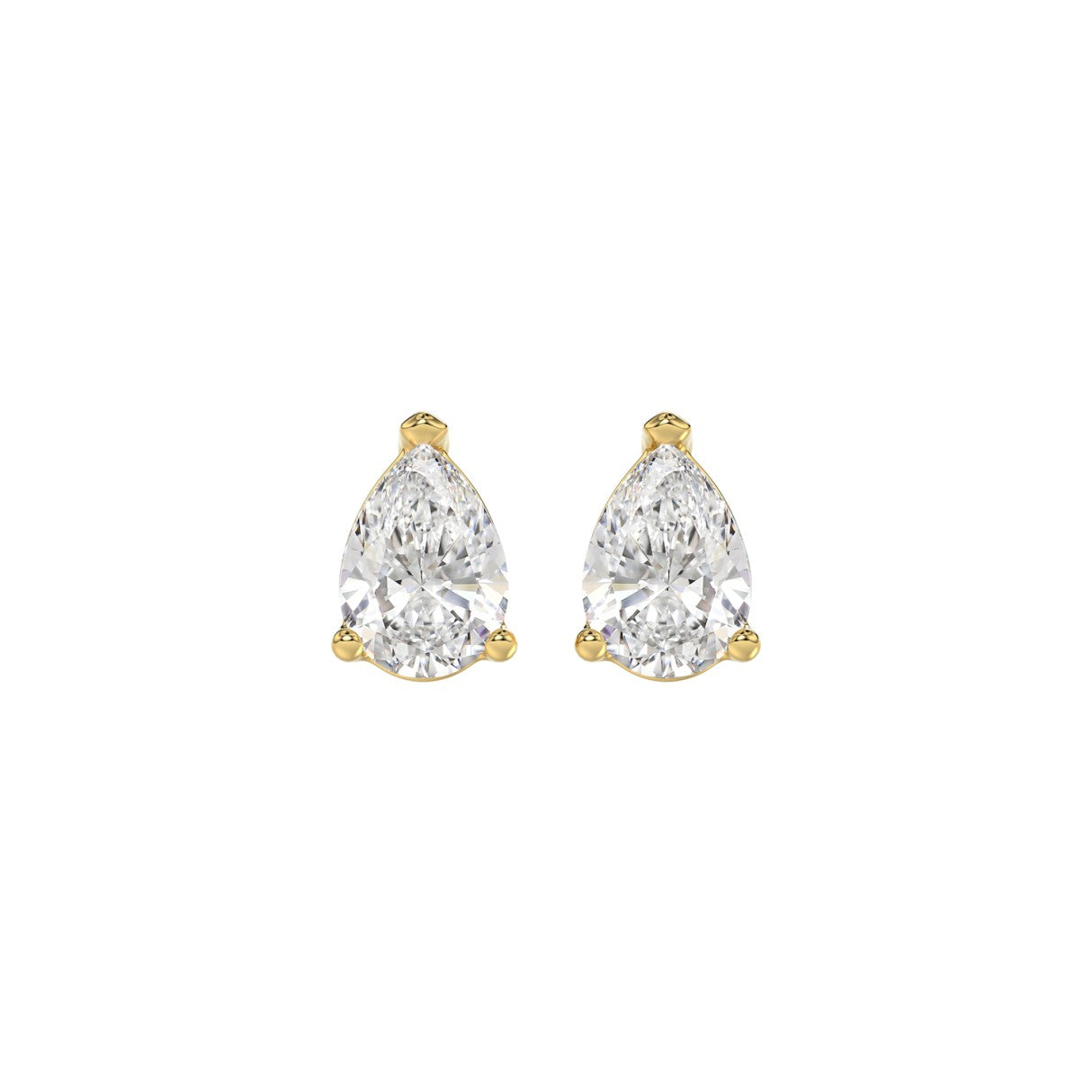 LADIES SOLITAIRE EARRINGS 1 1/2CT PEAR DIAMOND 14K YELLOW GOLD