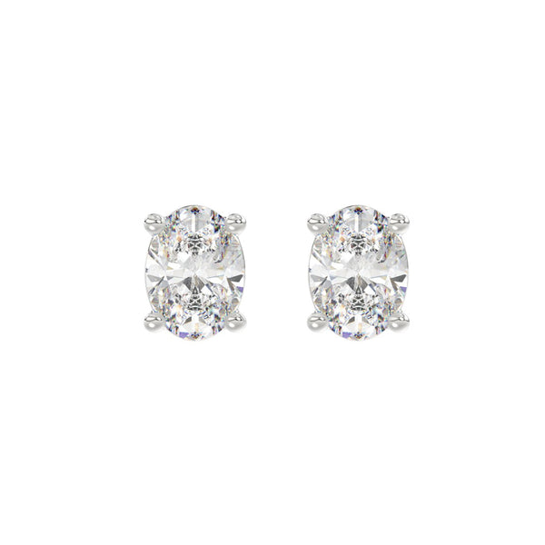 LADIES SOLITAIRE EARRINGS 3CT OVAL DIAMOND 14K WHITE GOLD (CENTER STONE OVAL DIAMOND 1 1/2CT )