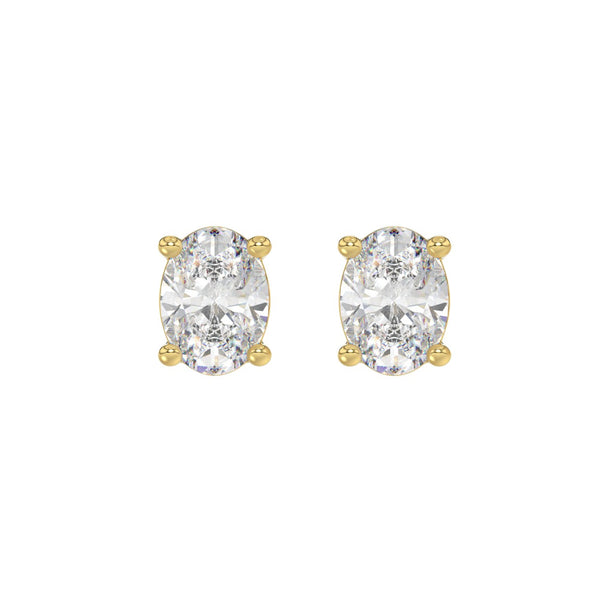 LADIES SOLITAIRE EARRINGS 3CT OVAL DIAMOND 14K YELLOW GOLD (CENTER STONE OVAL DIAMOND 1 1/2CT )